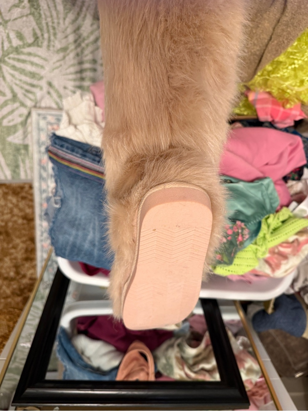 Faux Fur Knee-High Boots in Light Tan - Picture 3 of 4